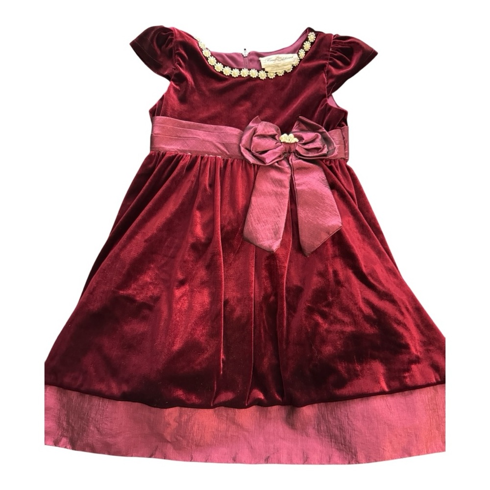 Elegant Velvet Kids Dress with Bow